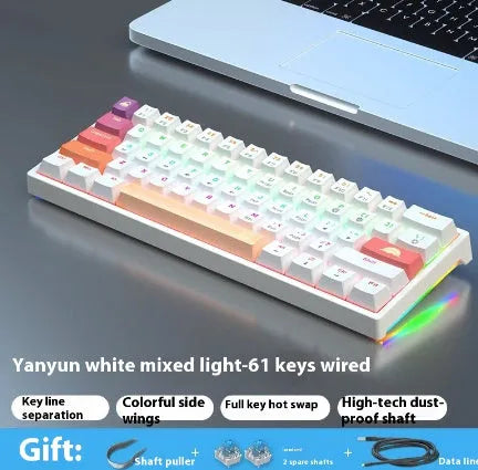 61-key compact mechanical keyboard with hot-swappable Gateron switches and wired USB connection