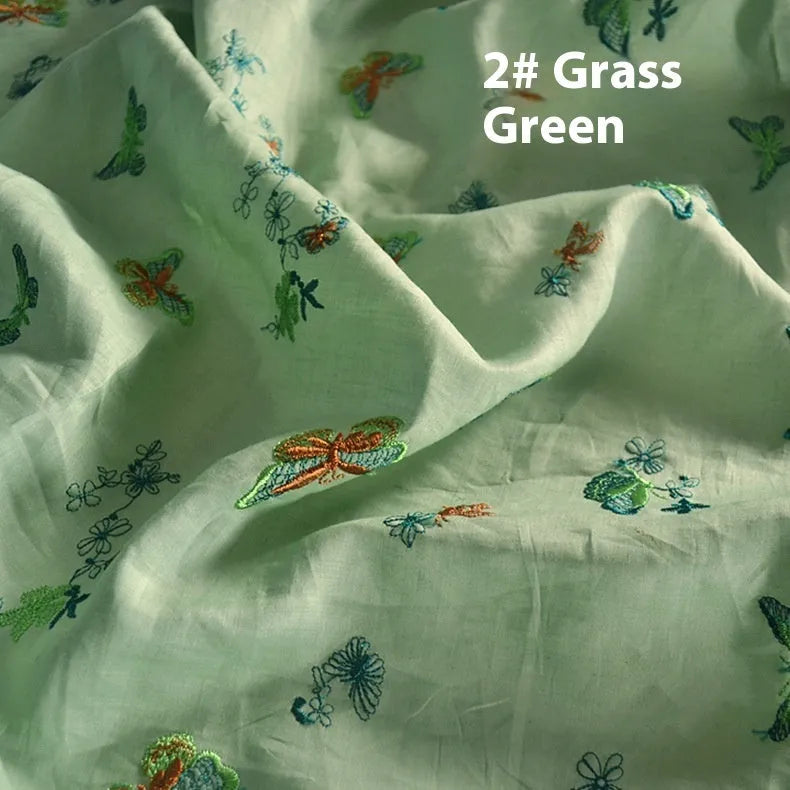 Pure ramie embroidery cloth for Hanfu making in beige, green and dark green colours