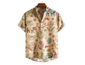 Man's plus size loose fit cardigan shirt with 3D digital printed pattern in blue and black.
