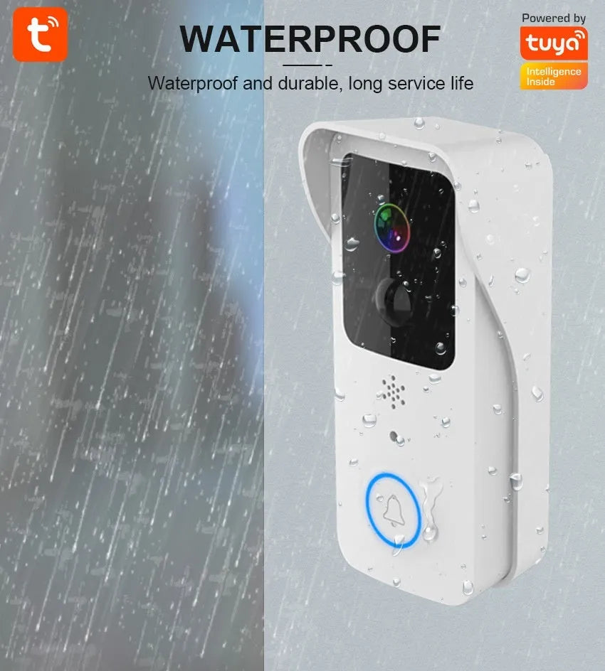 Black or white smart waterproof visual doorbell for remote home security