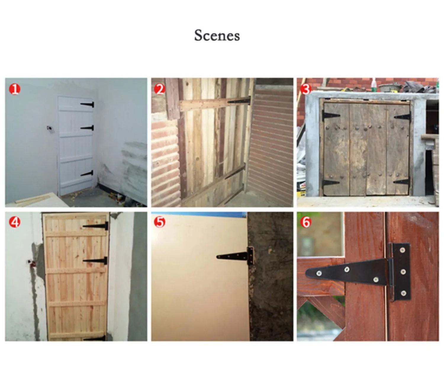 Fixed T-hinge for wooden doors in various sizes from 4 to 12 inches