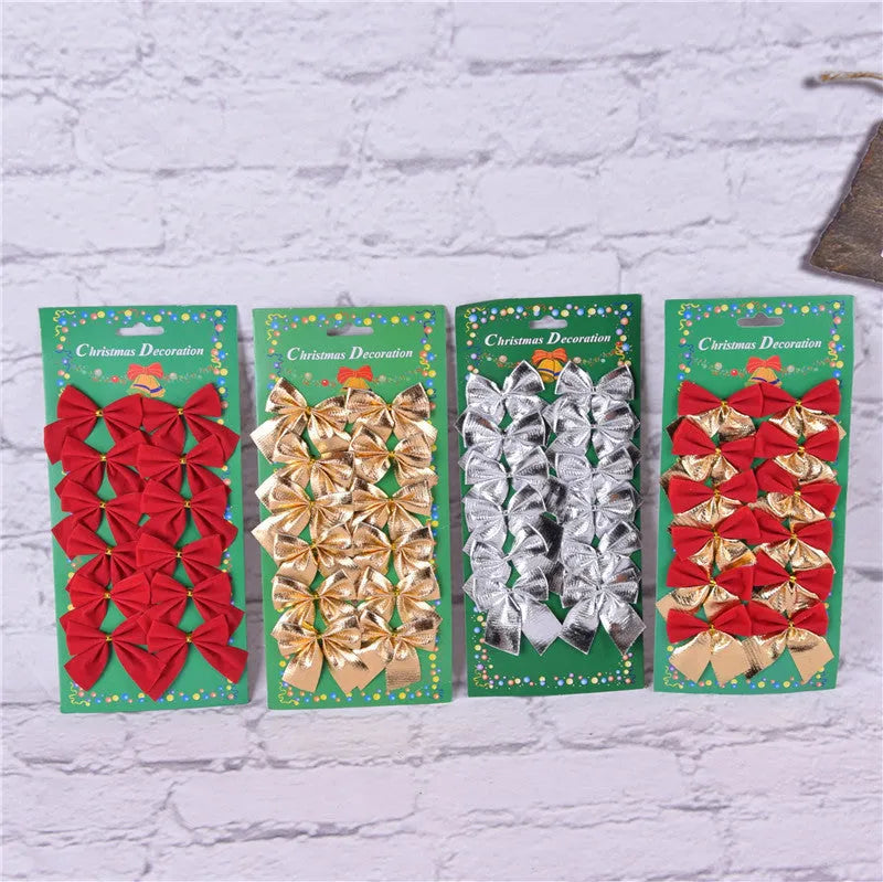 Red, gold, red gold, and silver 5 cm polyester Christmas decoration bows.