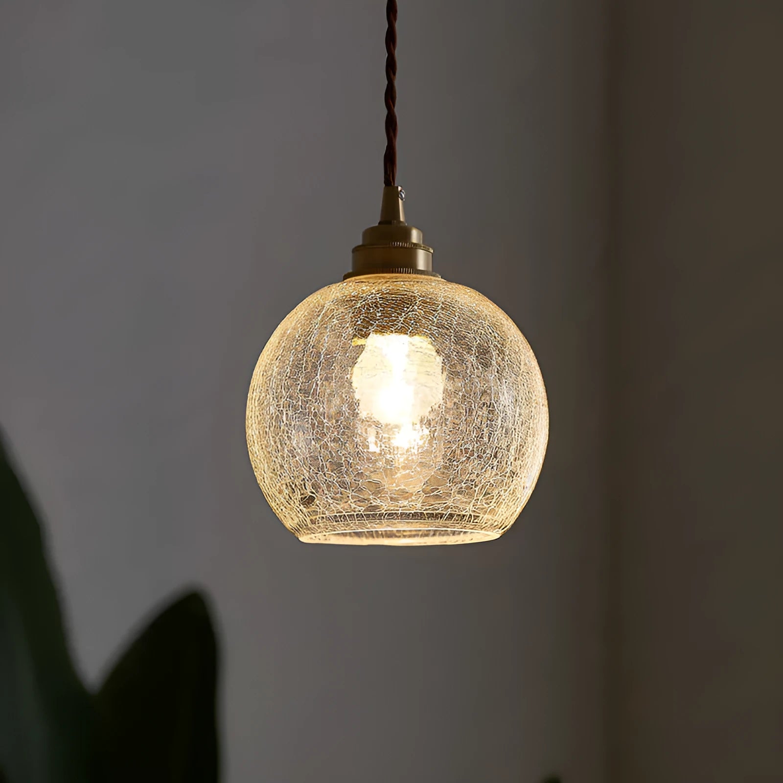 Retro brass and glass ball chandelier ceiling light with compact 17.5 by 15cm dimensions