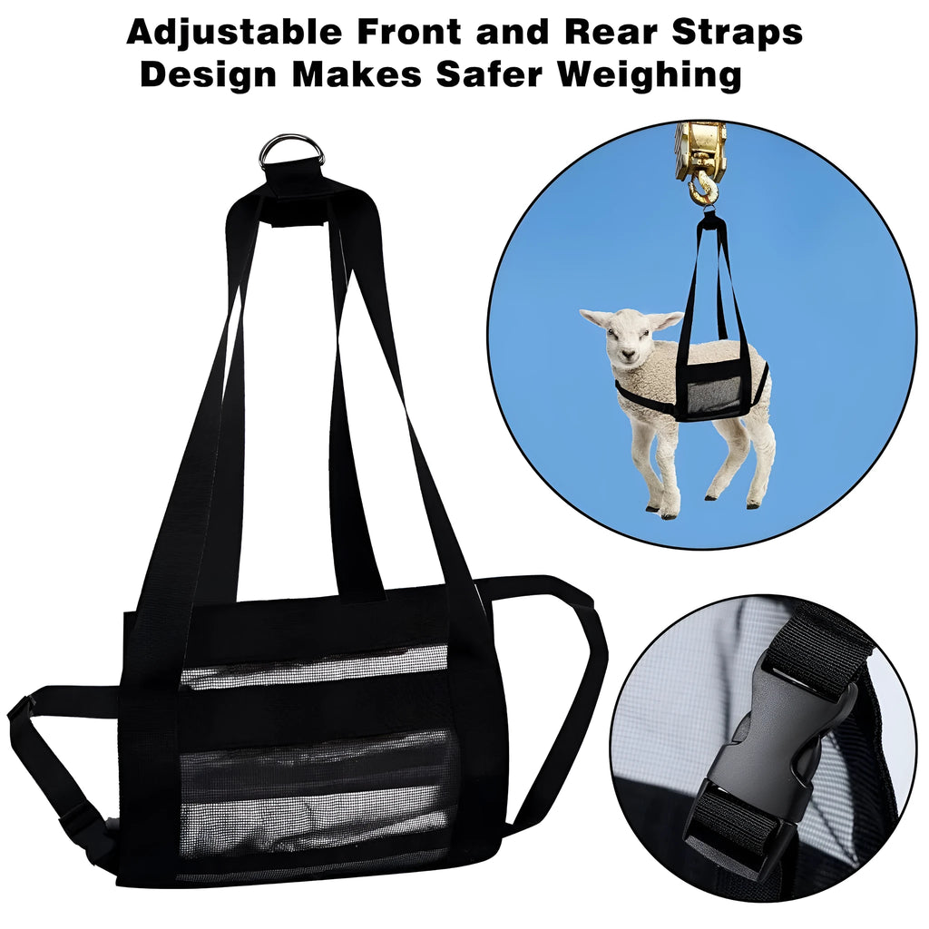 Black calf large dog weighing sling measuring 35x150cm for veterinary and livestock weight measurement