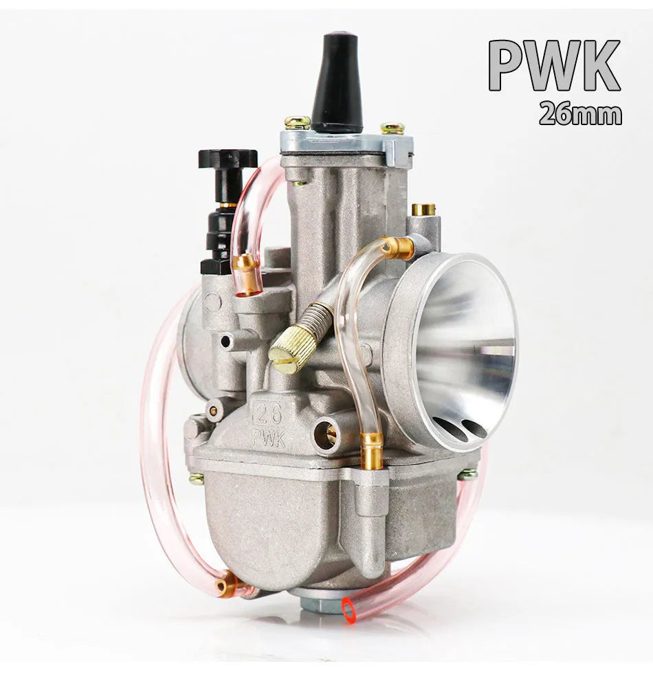 PWK sandblasting finish motorcycle carburettor showing seven size options from 21mm to 34mm