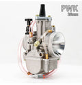 PWK sandblasting finish motorcycle carburettor showing seven size options from 21mm to 34mm