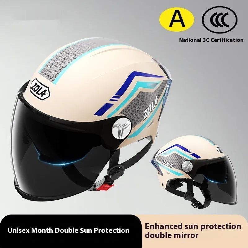 Children's 3C-certified motorcycle half helmet in various colour options with mirror finishes