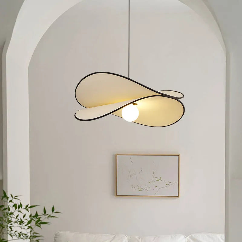 French style artistic chandelier pendant light with fabric potato chip shades