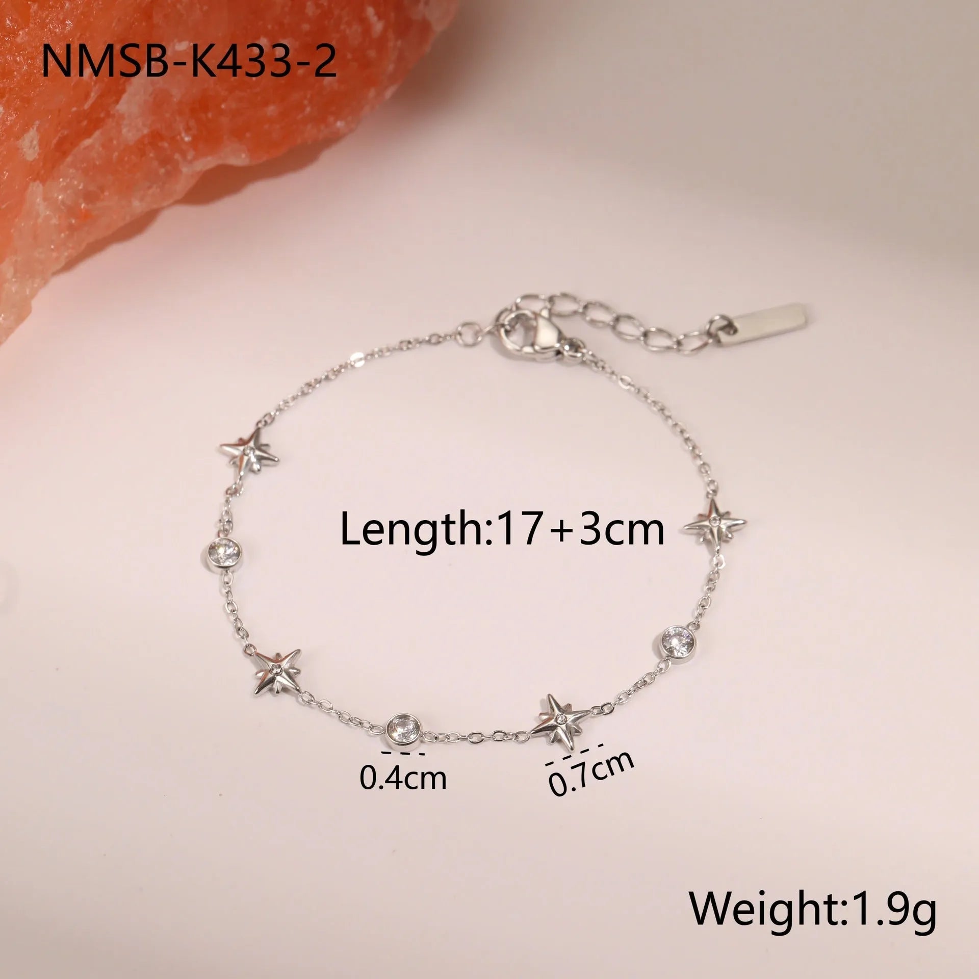 Ins Titanium Steel women's bracelet with 18K gold plating and geometric star zircon pendant