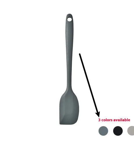 Black silicone 12-piece kitchen utensil set with rotating storage bucket including ladle, spatula, and food clip.