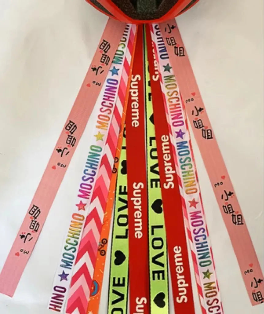 Children's helmet decorative streamer accessory in multiple colour choices for roller skating and biking