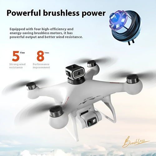 Black HD brushless UAV drone with four-side obstacle avoidance and dual camera for aerial photography training