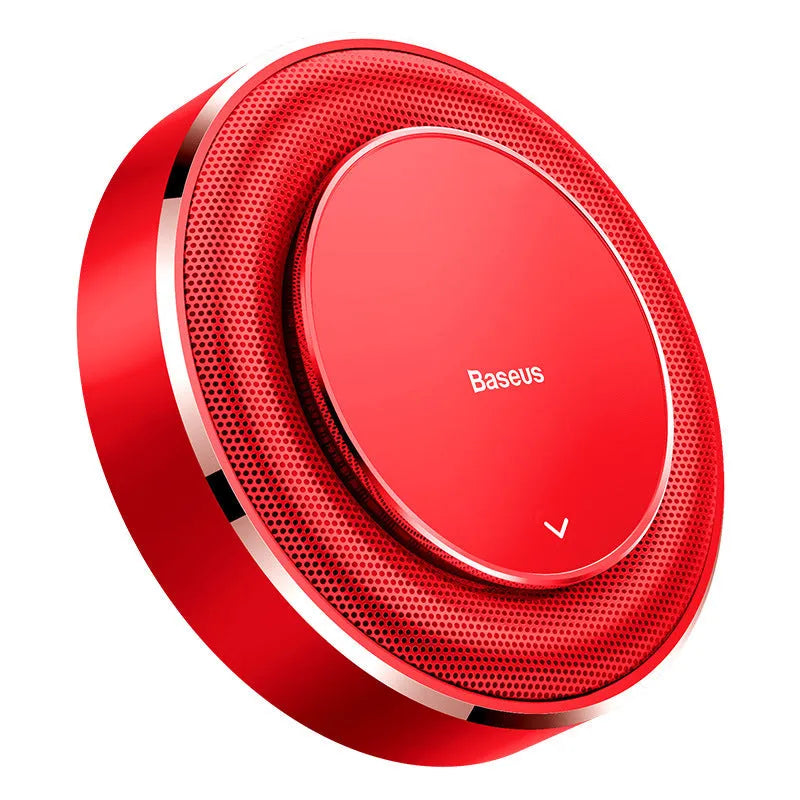 Bess metal car fragrance with aluminium alloy round seat and four refill tablets in black red silver