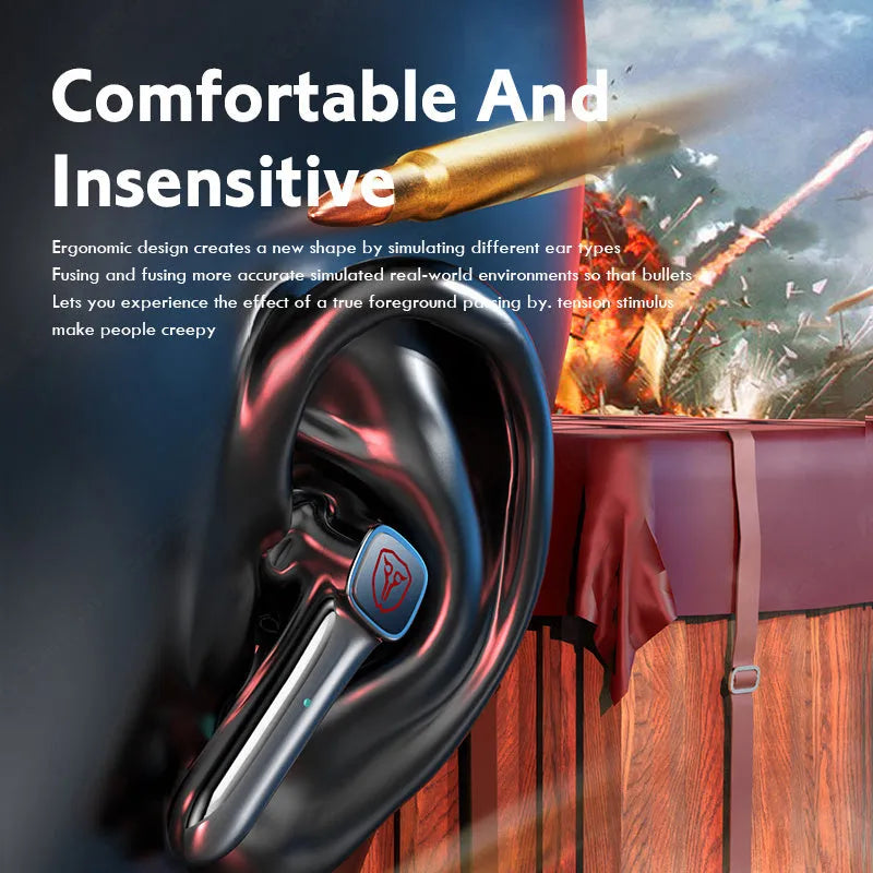 Wireless Bluetooth gaming headset earbuds with low latency and motion detection technology