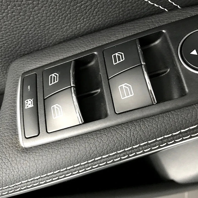 Black glitter window lift button decorative sticker for car interior modification