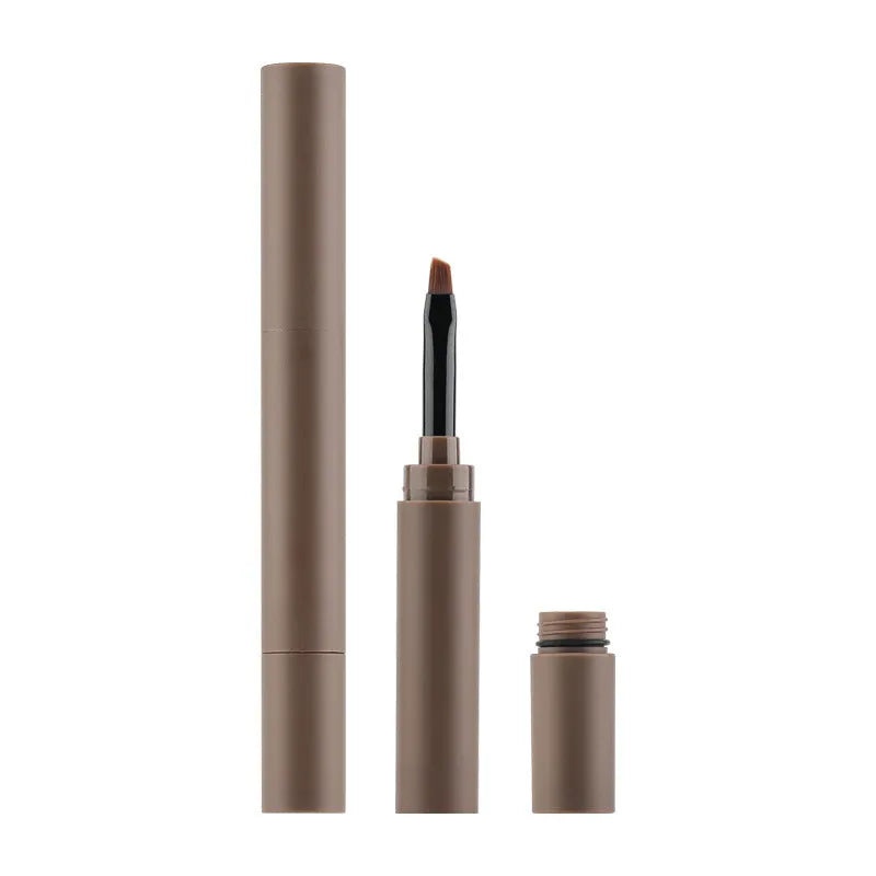Double-headed eyebrow cream kit showing pencil and powder ends with five shade options displayed.