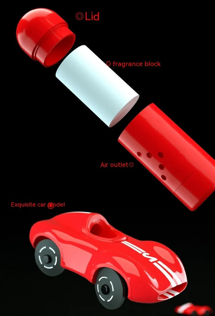 Round solar-powered car air freshener and decorative light in black, red or white modern design