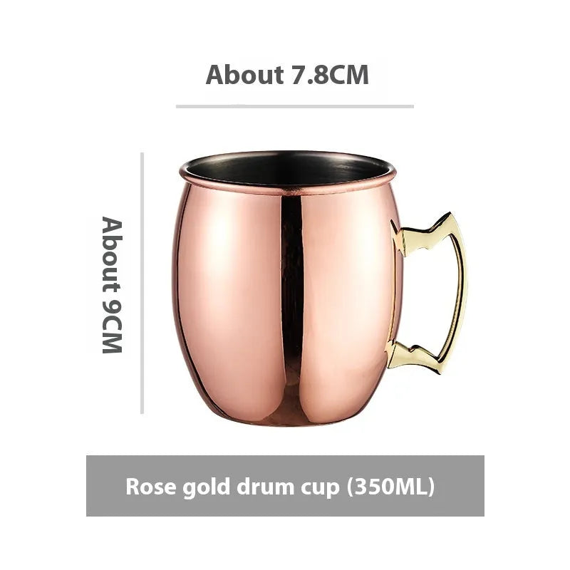 Stainless steel Moscow Mule copper plated cup with glass lining and hammer point texture