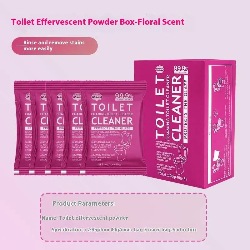 Toilet bubble powder in blue ocean or pink floral fragrance for descaling and anti-blocking