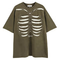 Skull print loose fit cotton T-shirt on hanger, black and brown options
