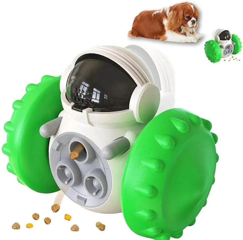 Robot-style self-balancing dog treat dispenser toy for small dogs and cats in five colour options
