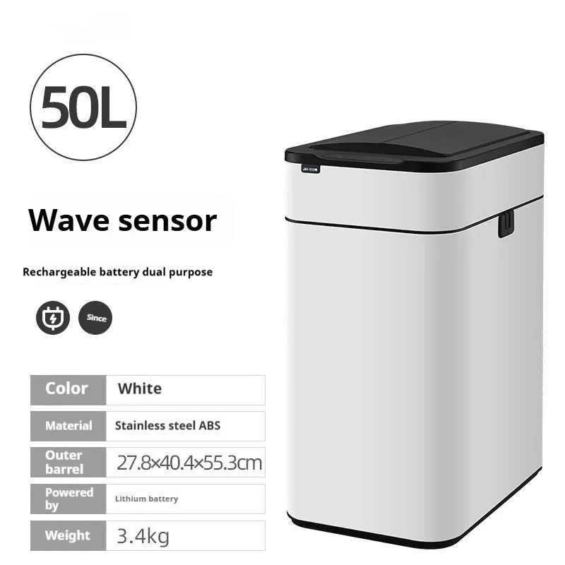 Stainless steel smart inductive trash can with square shape and deodorant system