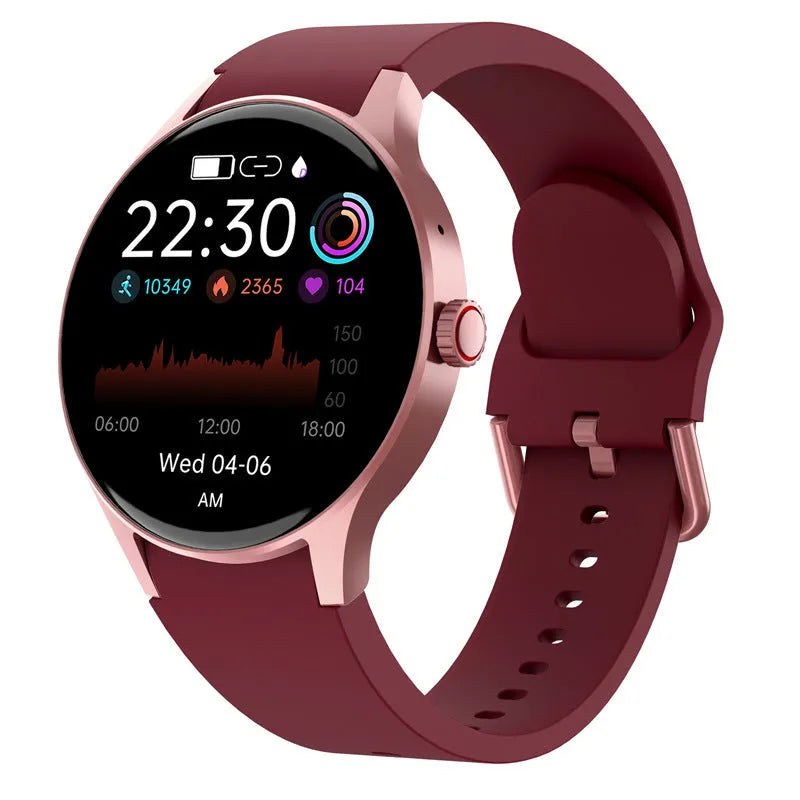 Men's and women's Bluetooth smart sport watch with round display showing fitness metrics