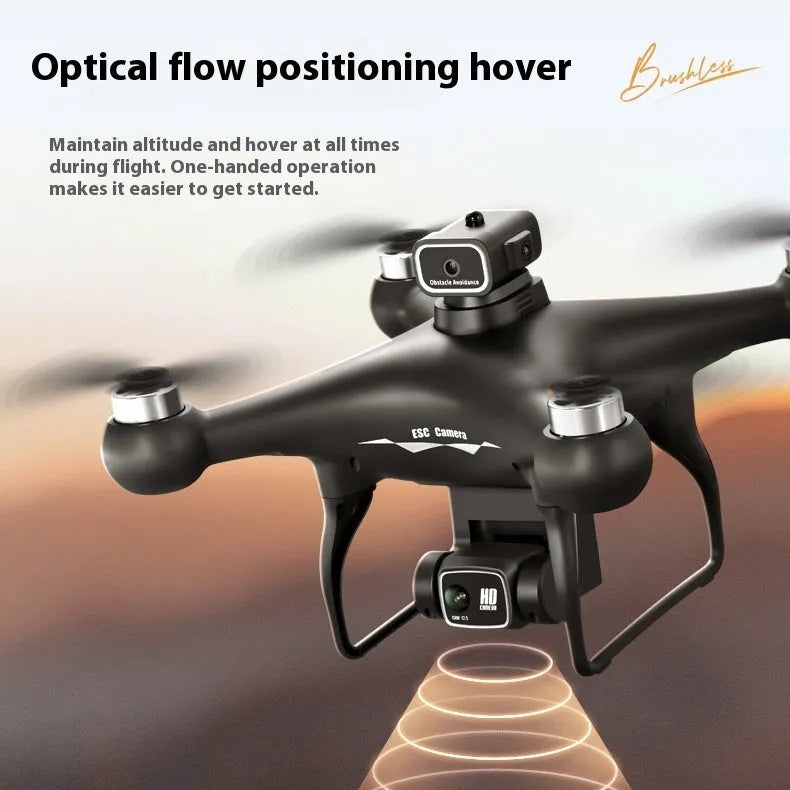 Black HD brushless UAV drone with four-side obstacle avoidance and dual camera for aerial photography training