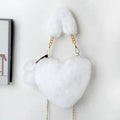 Heart-shaped soft plush women's handbag with detachable strap in multiple colour options