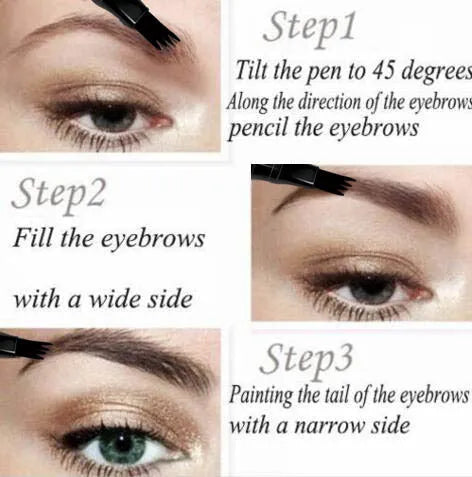CmaaDu 4-head eyebrow pencil with four-point tip in black brown and grey colour options
