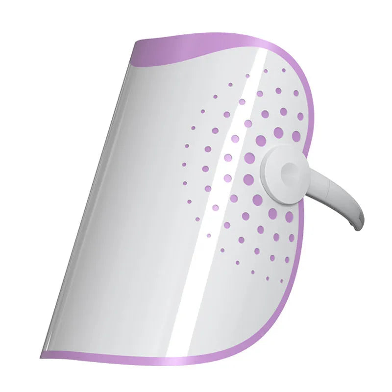 White and purple photon IPL beauty mask device on a plain background.