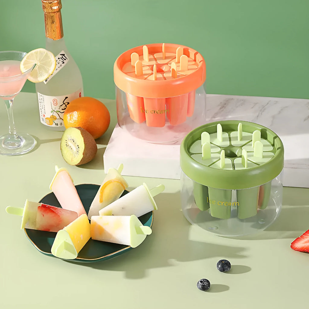 Make Popsicle ice cream mould square 13.2 cm PS+PP orange green home lolly maker