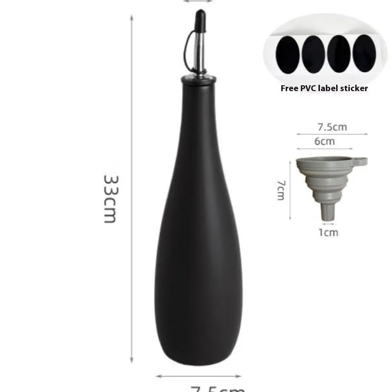 Ceramic oil pot with funnel and brush for kitchen oil storage in 650ml capacity