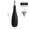 Ceramic oil pot with funnel and brush for kitchen oil storage in 650ml capacity