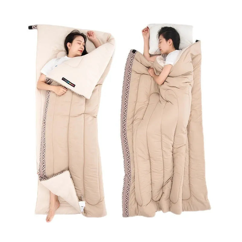 Four seasons camping sleeping bag with hollow cotton filler measuring 190x75cm