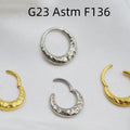 Titanium alloy ASTM F136 nose ring with concave-convex carving in gold or silver finish