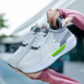 Men's blue casual mesh sports shoes with round toe and injection-moulded soles