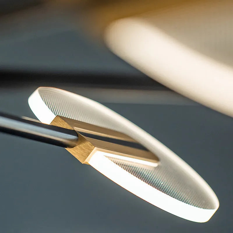 Nordic iron frame LED chandelier pendant lamp with acrylic diffuser, shown in a multi-head configuration