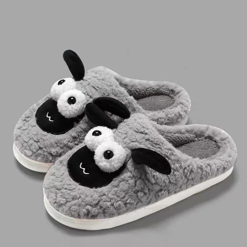 Brown suede slip-on slippers with PVC sole for indoor comfort