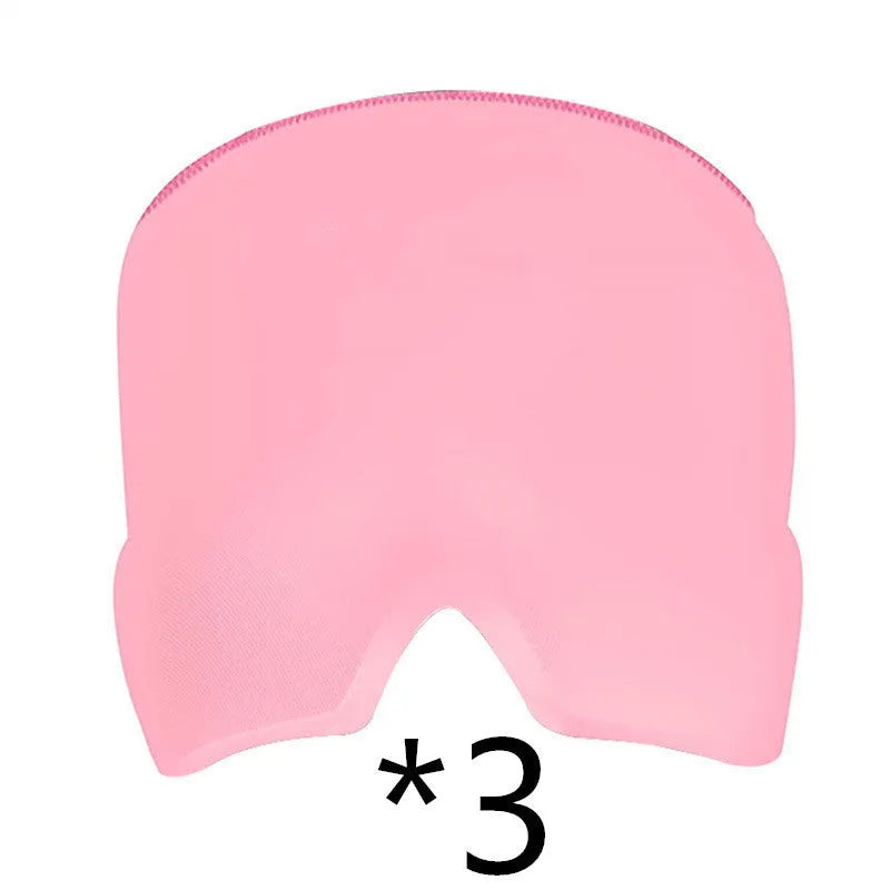 Black reusable gel ice mask for eyes and forehead on a white background