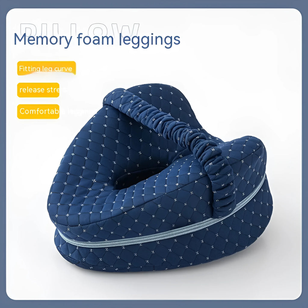 Love heart-shaped memory foam leg pillow in blue colour for adult orthopaedic support