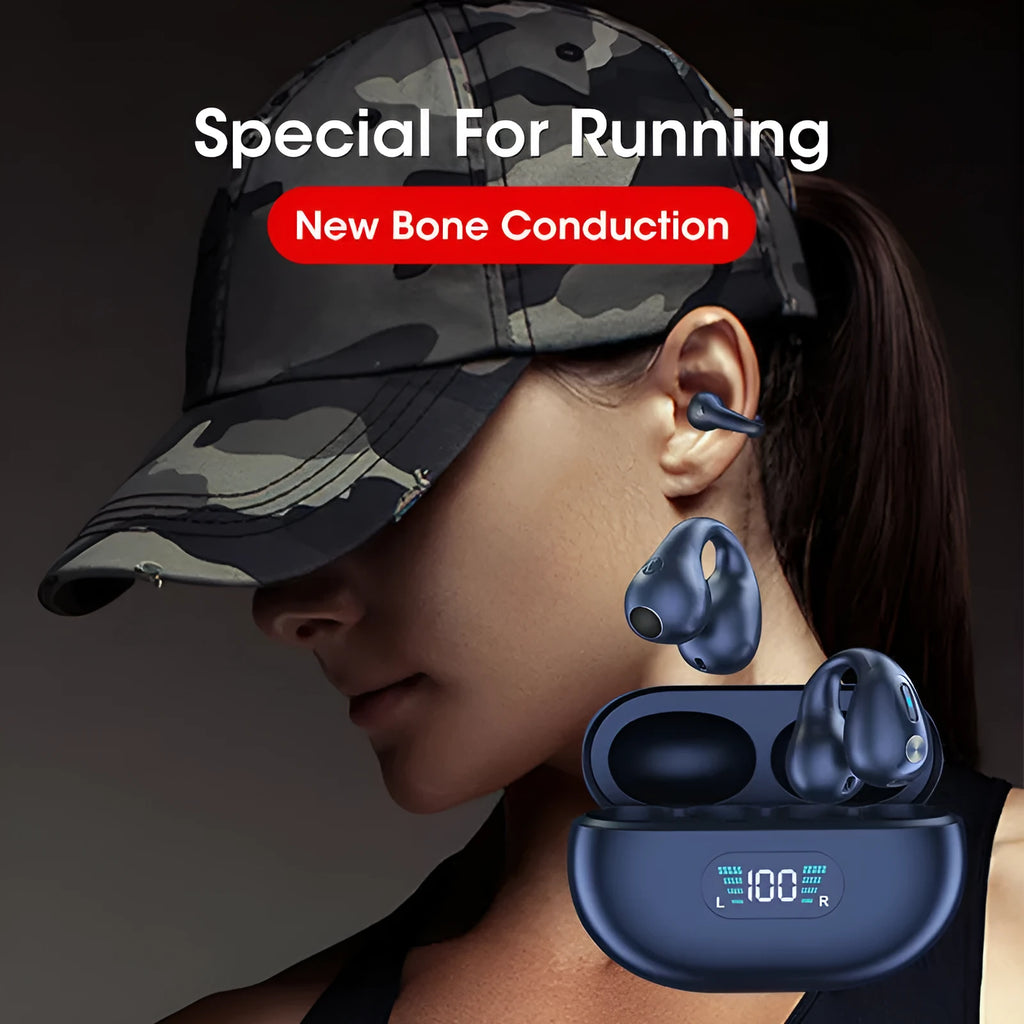 Bone conduction Bluetooth headset clip in ear clip design with noise reduction features