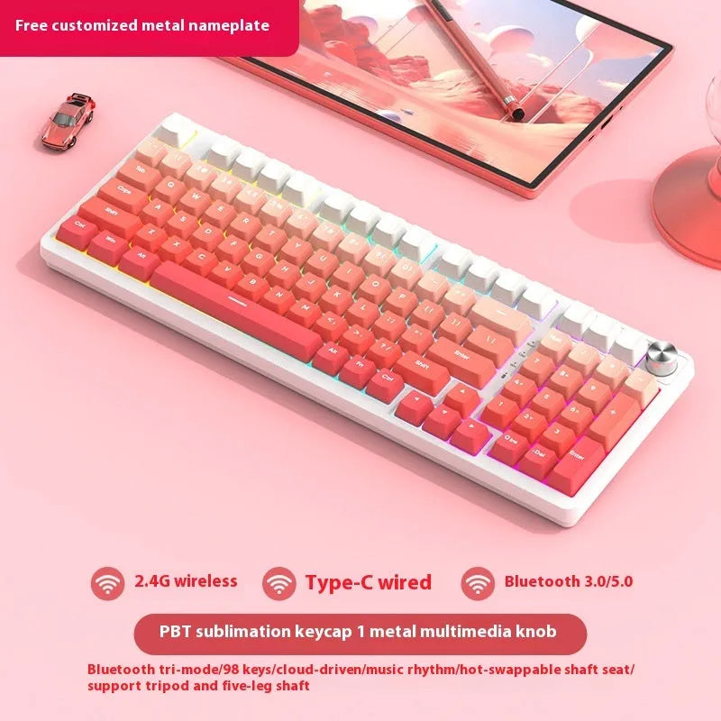 98-key wireless Bluetooth mechanical keyboard with multiple colour theme options