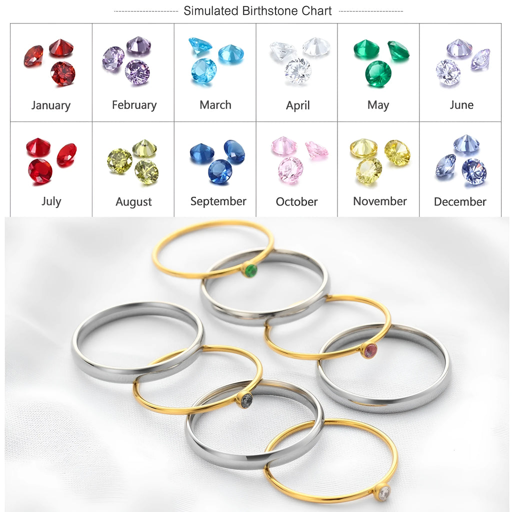 December colour birthstone engraved titanium steel ring with geometric design on a white background.