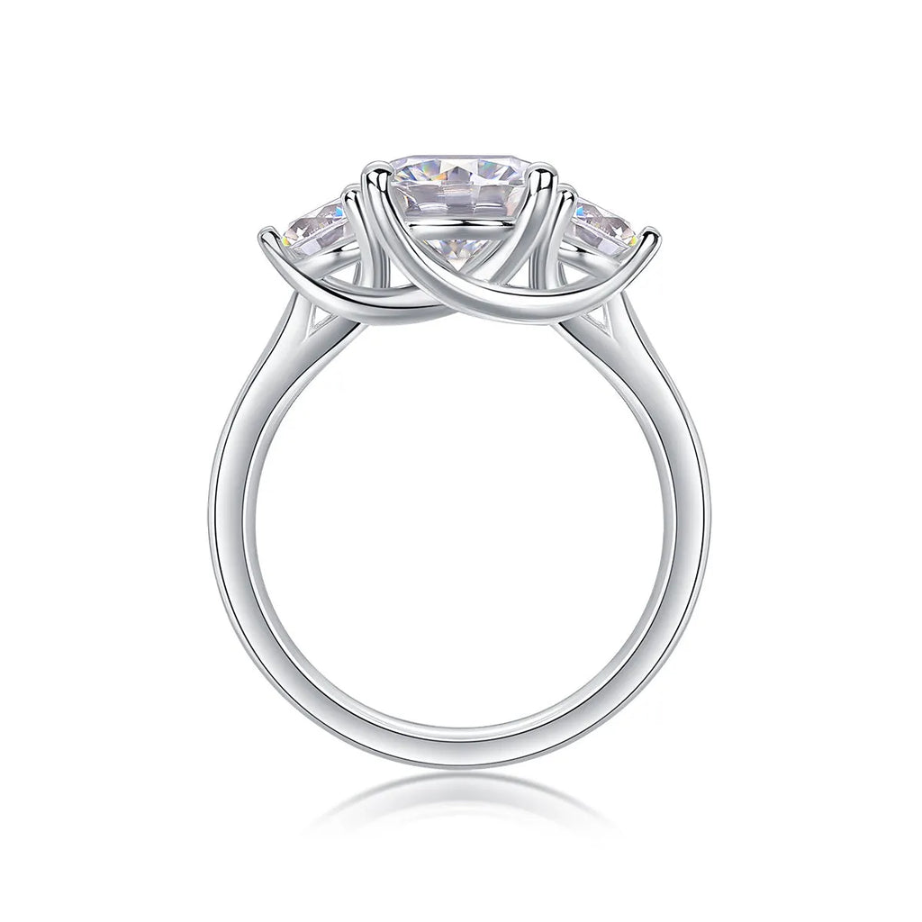 Three Reincarnations wedding ring set with 2-carat moissanite centre stone S925 silver gold-plated in gift box