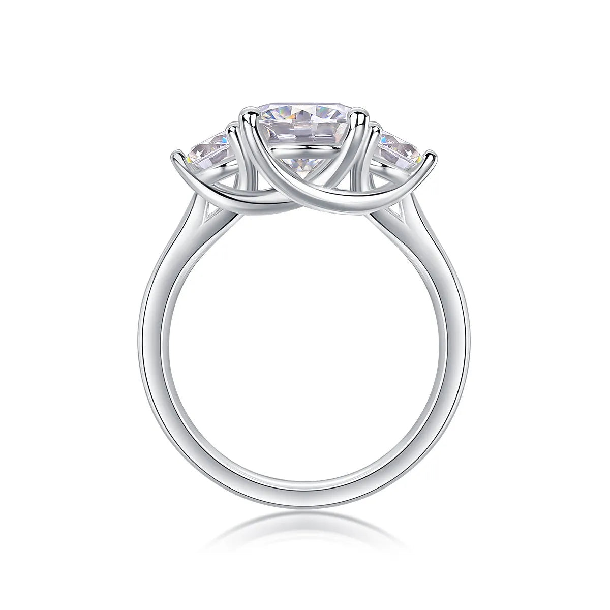 Three Reincarnations wedding ring set with 2-carat moissanite centre stone S925 silver gold-plated in gift box