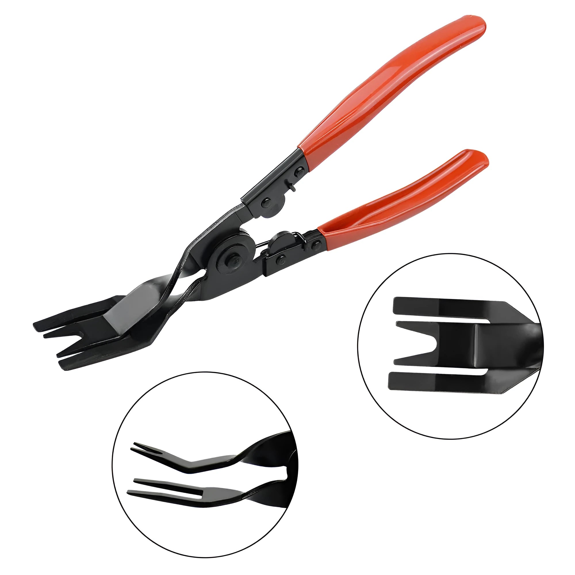 Red handle steel light switch pliers for General Motors automotive door panel nailing and clip repair