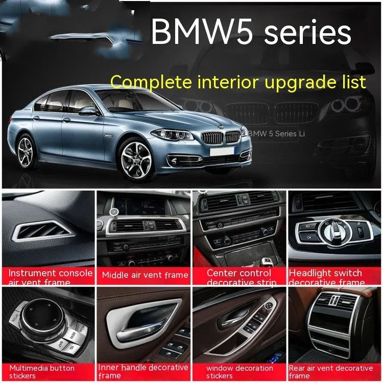 Set of four ABS stainless steel decorative trim strips for BMW 5 Series F10 F18 interior door handles.