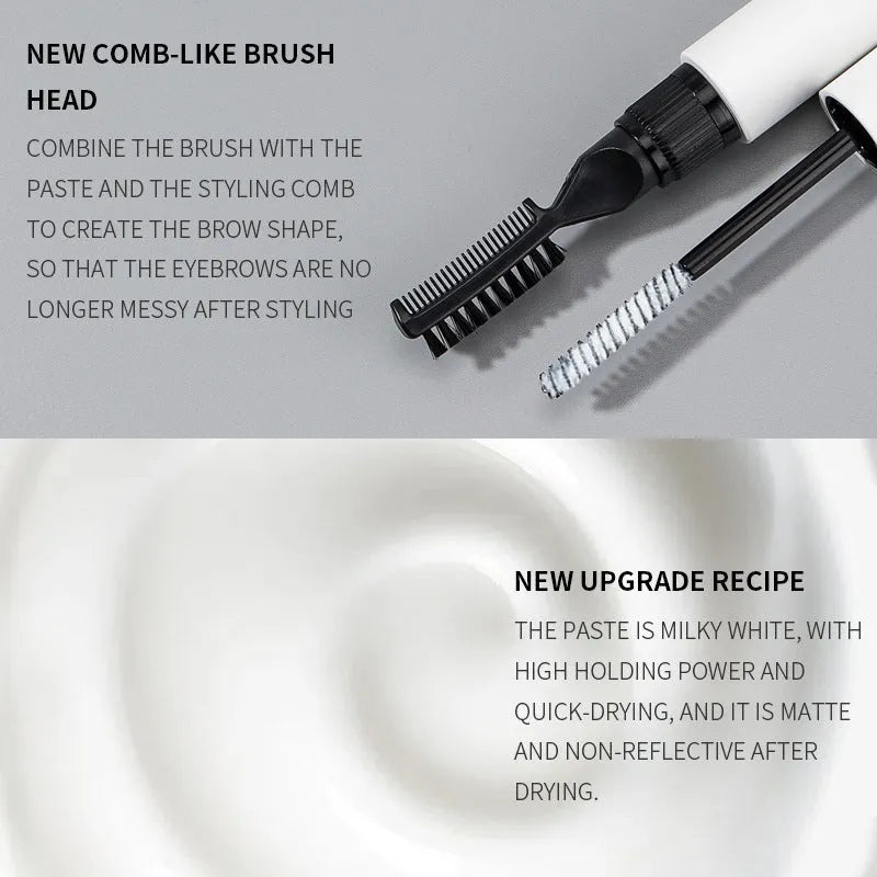 Eyebrow shaping glue and brush set for natural wild brows in white or pink packaging