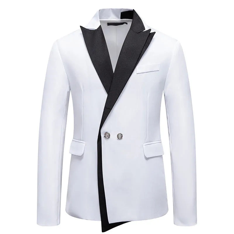 Men’s slim-fit suit jacket in black with bag cover seam pockets, polyester blend fabric